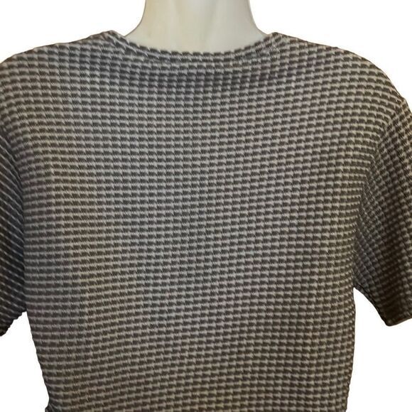 Chaser womens top Size Small cropped waist tie textured gray white short sleeve - Picture 5 of 8